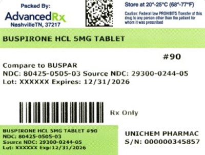 Buspirone HCl 5mg #90 (Buspirone HCl 5mg 80425 0505 03)